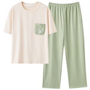 100% Cotton Women’s Pajama Set 2Pcs Pullover Top Sleepwear Loungewear